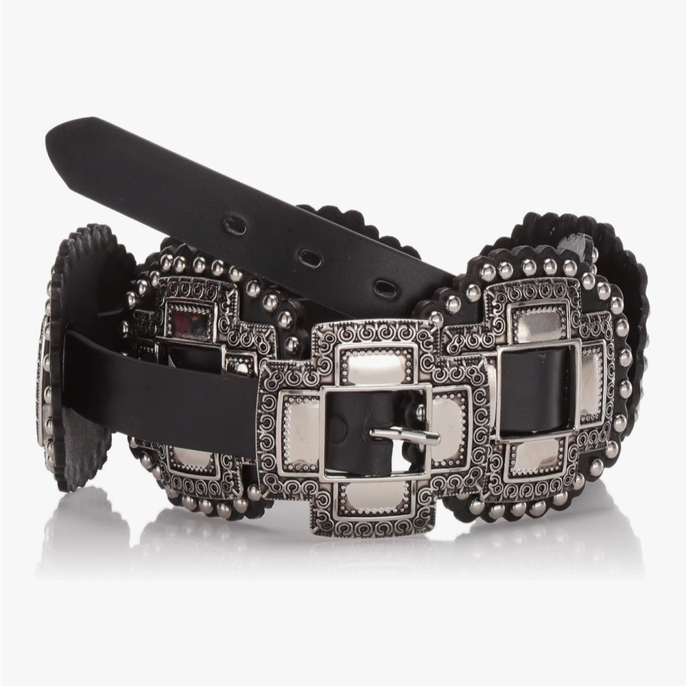 Roper Black and Silver Ornate Belt